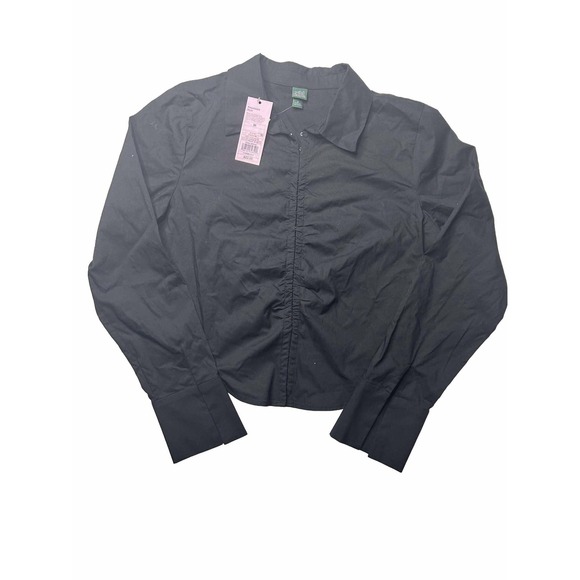 Wild Fable Women's Long Sleeve Button-Down Shirt Black - Size M - Picture 1 of 3